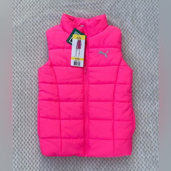 Puma Kids Bright Pink Quilted Vest - Picture 1 of 5